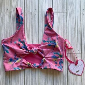 LoveShackFancy X Beach Riot Bowie Top | Hints of Hibiscus | XS